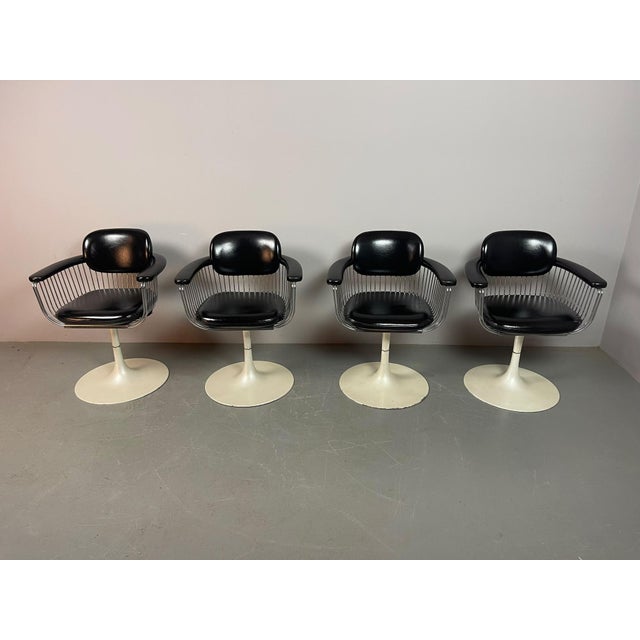 Mid-Century Modern Vintage Swivel Dining Chairs attributed to Rudi Verelst for Novalux, Belgium, 1970s, Set of 4 For Sale - Image 3 of 16