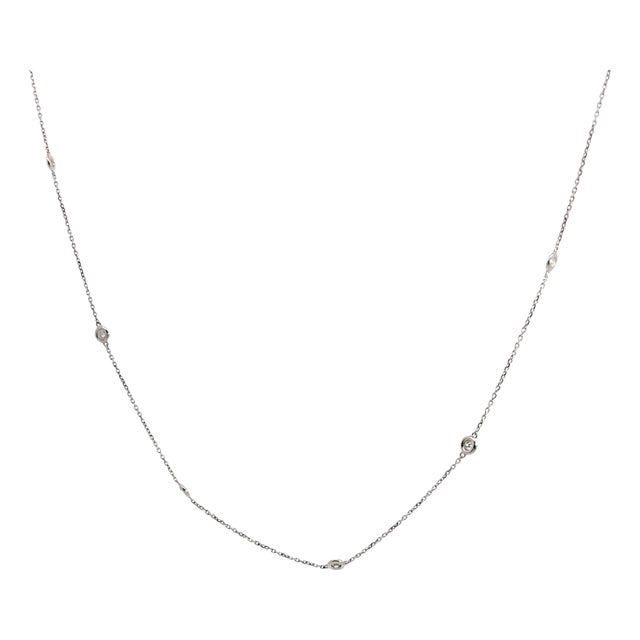 Late 20th Century Classic Pt950 Platinum 10 Diamonds Station Necklace For Sale