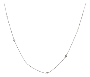 Late 20th Century Classic Pt950 Platinum 10 Diamonds Station Necklace