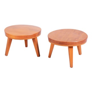 Mid-Century Small Tables in Larch Wood, Czech. 1950s, Set of 2 For Sale