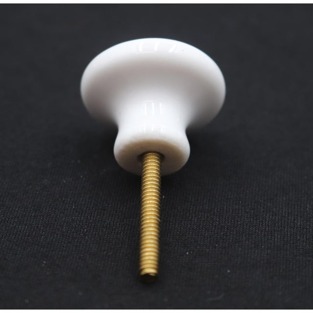 Vintage 1 In. White Ceramic Round Cabinet Knob For Sale - Image 4 of 4