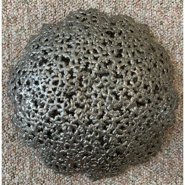 Vintage Pierced Metal Grillwork Bowl For Sale - Image 4 of 9