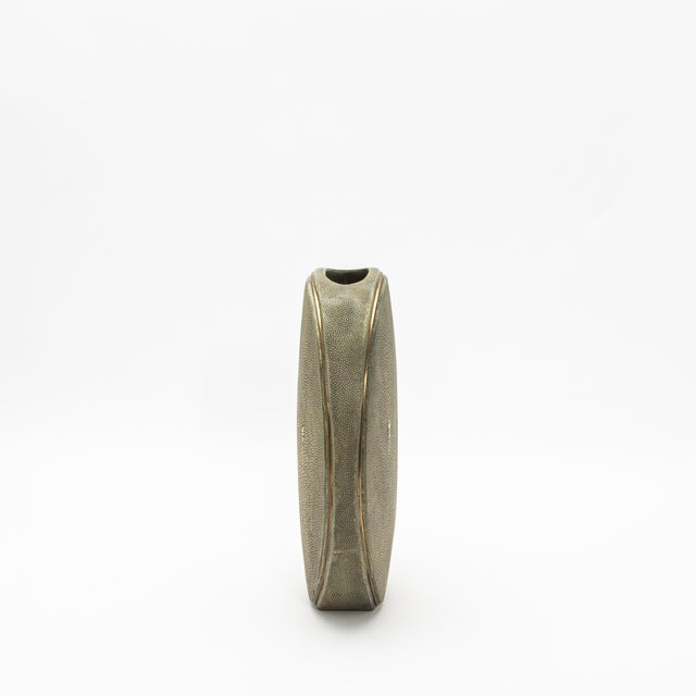 Modern Shagreen Vase With Brass Details by R&y Augousti For Sale - Image 3 of 7