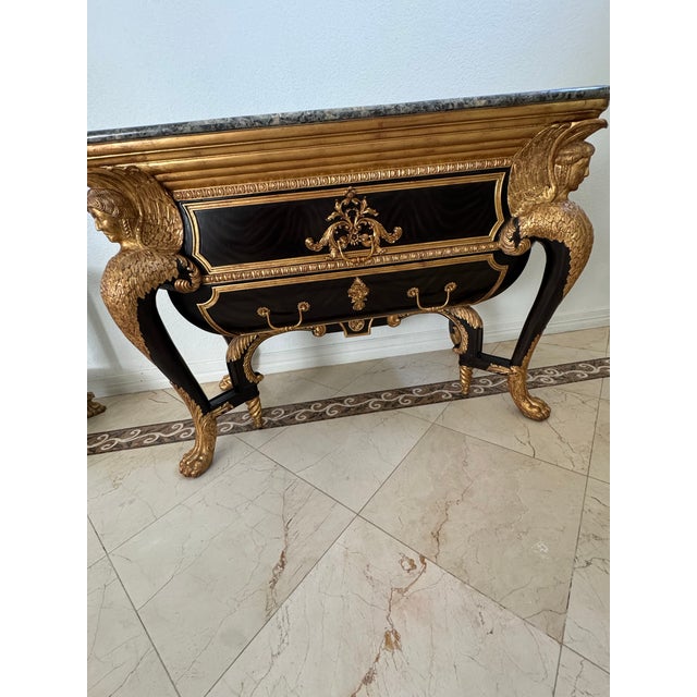 Late 20th Century Louis XV-Style Boulle Commode With Gilt Bronze Mounts & Marble Top by Maitland Smith For Sale - Image 5 of 10