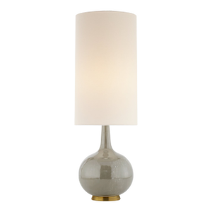 AERIN by Visual Comfort Signature Hunlen Cordless Table Lamp in Shellish Gray with Linen Shade