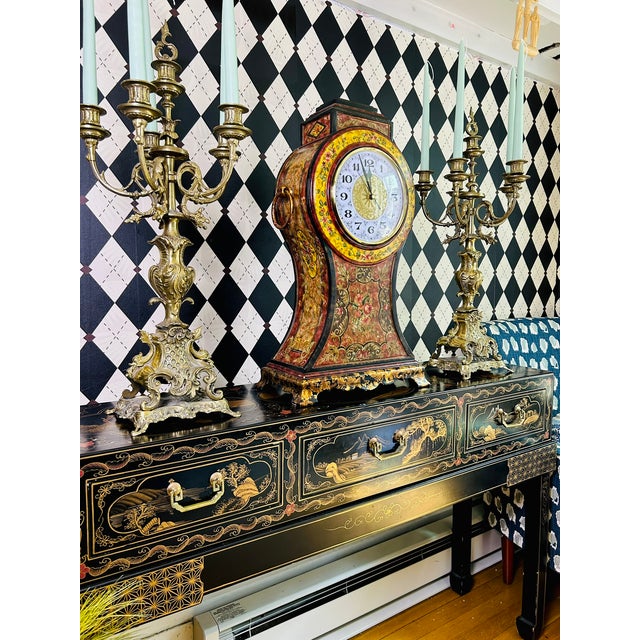 Castilian Imports Oversized Italian Florentine Style Hand-Painted Mantel Clock For Sale - Image 18 of 18