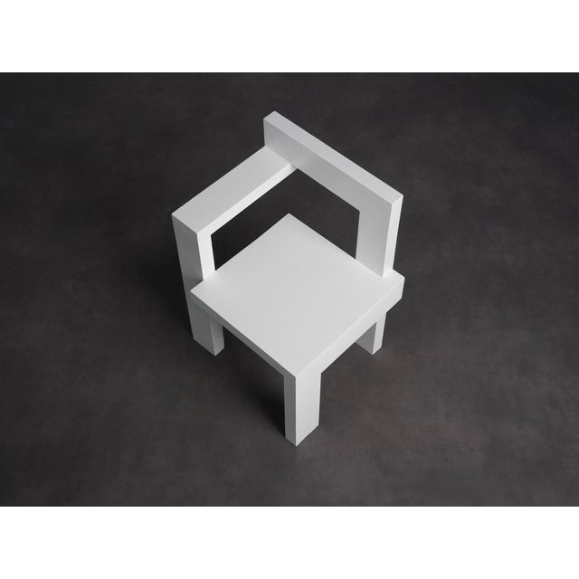 Wood Vintage Dutch Asymmetrical Wooden Chair by Gerrit Thomas Rietveld, 1970s For Sale - Image 7 of 9