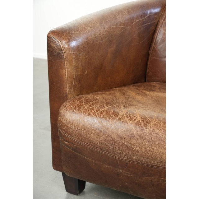Cognac-Colored Cowhide Aviator Armchair For Sale - Image 9 of 13
