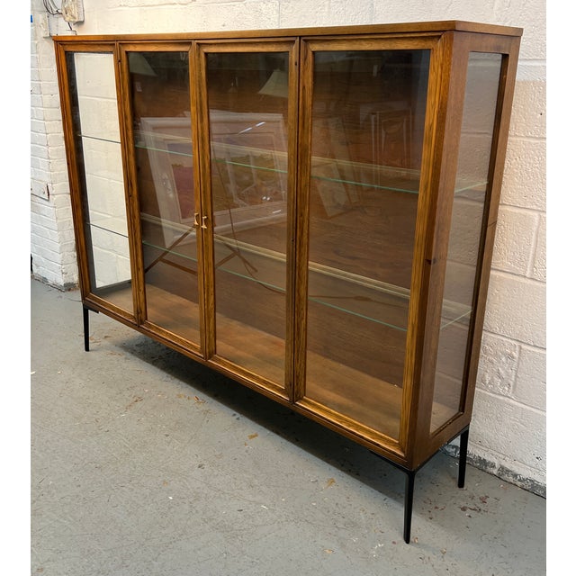 Original Broyhill Brasilia glass-top hutch from the iconic Brasilia collection, crafted in the 1960s. This upper display...