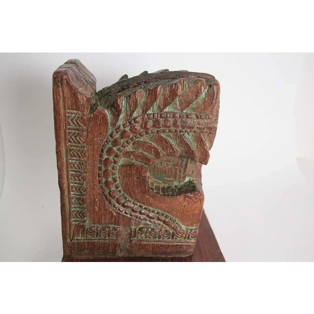 18th Century 19th Century Indian Rajasthan Carved Wood Hindu Temple Architectural Corbel For Sale - Image 5 of 12