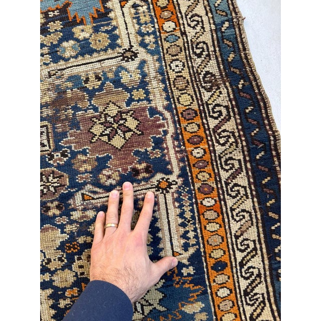 Early 20th Century Caucasian Rug with Purple, Tangerine, & Charcoal Rug 3.6 x 5 For Sale In Milwaukee - Image 6 of 8