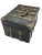 A large antique box from France. The wooden box has such a wonderful design with brass banding and a top handle. Has a...