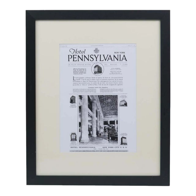 Framed French Article of the Hotel Pennsylvania New York For Sale