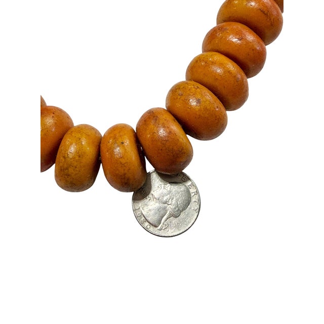 African Vintage African Necklace /Currency 50 Amber Trade Beads Nigeria For Sale - Image 3 of 6
