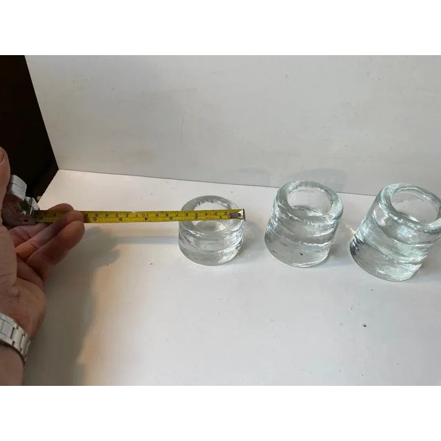 1980s Scandinavian Modern Ice Glass Tealight Candleholders, 1980s, Set of 3 For Sale - Image 5 of 6