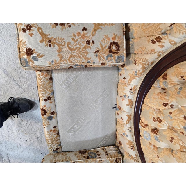 Vintage Kimball Victorian Style Carved Wood Triple Back Settee Sofa For Sale - Image 9 of 9