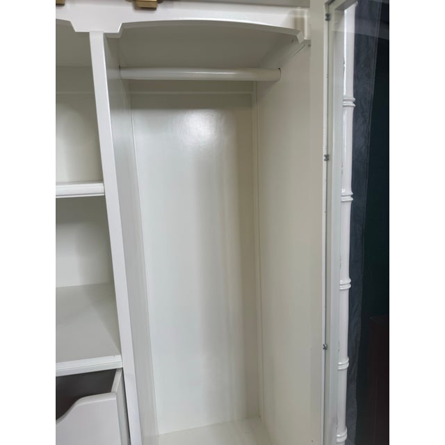 Late 20th Century White Thomasville Faux Bamboo Armoire, Attributed For Sale - Image 9 of 11