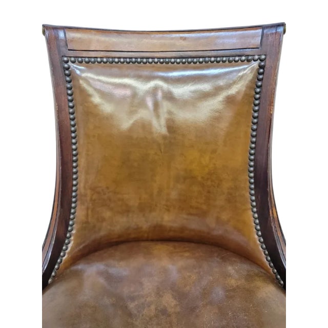 Brown Vintage Neoclassical Style Slipper Dining Chairs by Oxford LTD – 6 For Sale - Image 8 of 11
