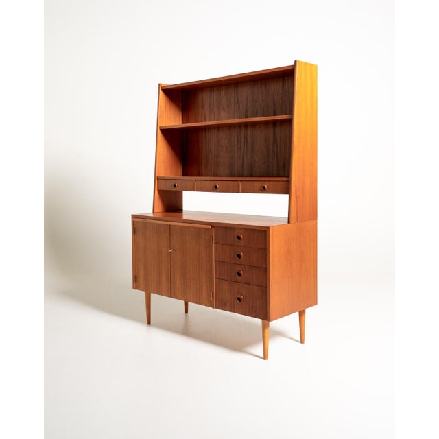 1960s Swedish Teak Bookcase with Desk, 1960s For Sale - Image 5 of 11