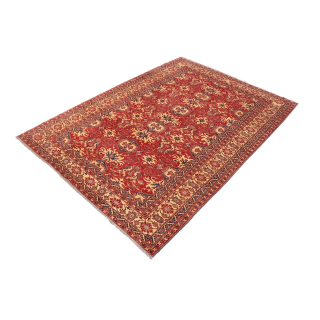 "Transform your home with this stunning hand-knotted Super Kazak rug, expertly crafted from premium hand-spun wool and...