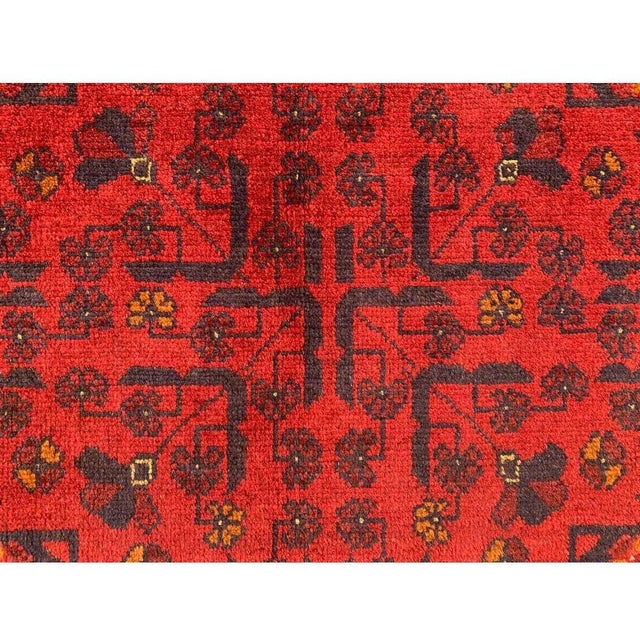 Red Fine Quality Hand Knotted Afghan Khal Muhammadi Wool Area Rug 6.7 X 4.11 Ft For Sale - Image 8 of 11