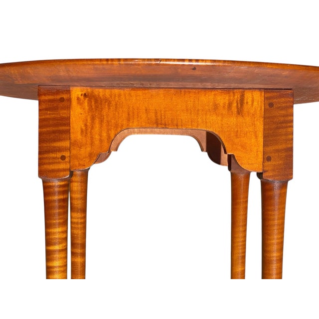 Orange Late 20th Century Eldred Wheeler Tiger Maple Small Oval Tea Table For Sale - Image 8 of 12