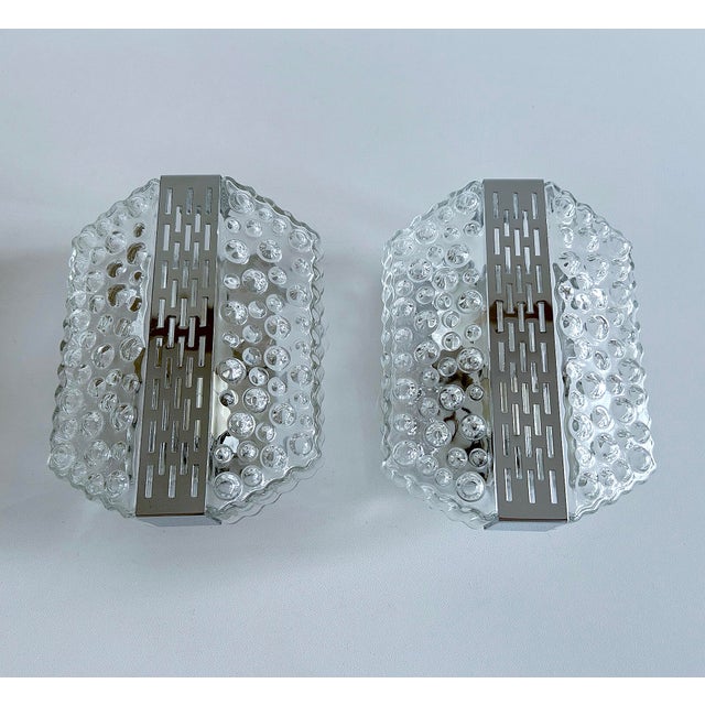 Vintage Bubble Glass and Chrome Sconces, 1970s, Set of 2 For Sale - Image 9 of 18