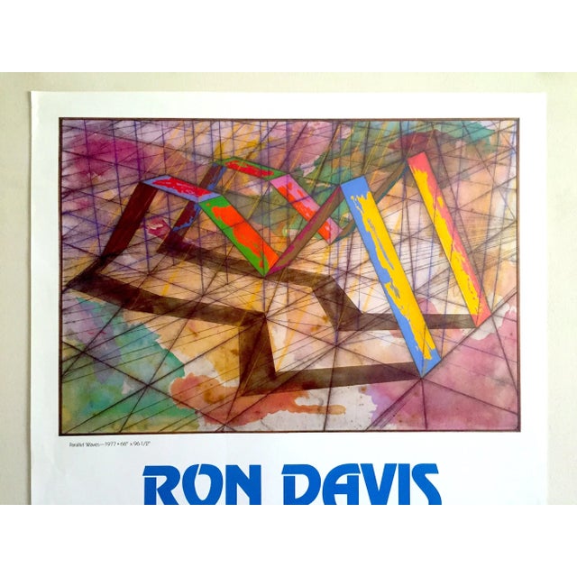 Contemporary Ron Davis Vintage 1978 Geometric Lithograph Print Abstract Exhibition Poster " Parallel Waves " For Sale - Image 3 of 13