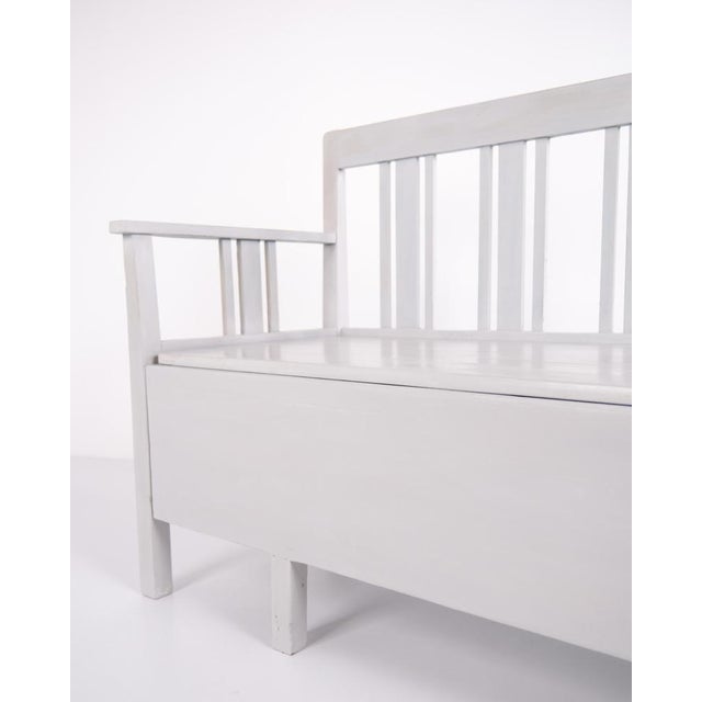 Swedish Bench in Grey Painted Pinewood, 1860s For Sale - Image 10 of 15