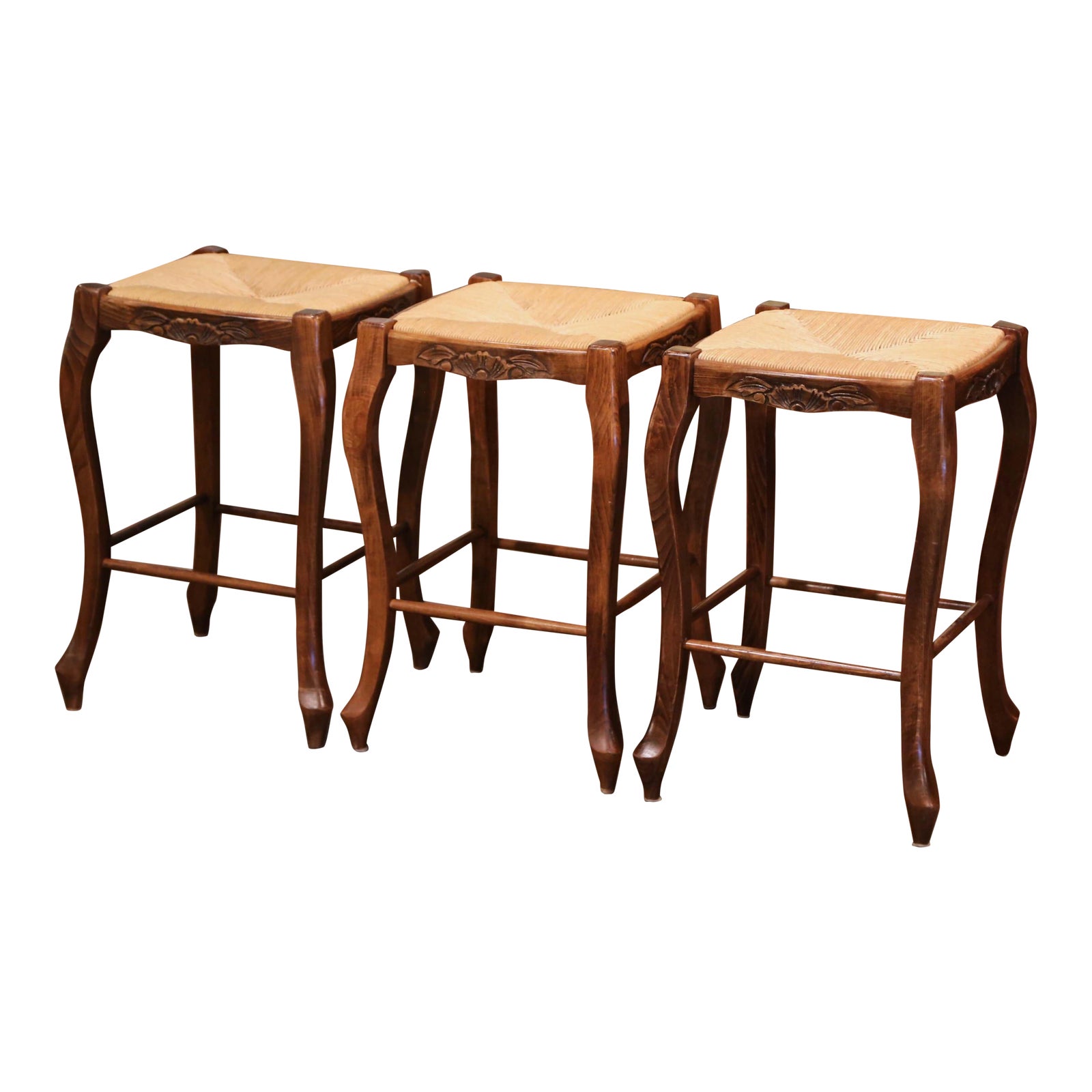 Louis XV Country French Carved Counter Stools With Rush ... (1600 x 1600 Pixel)
