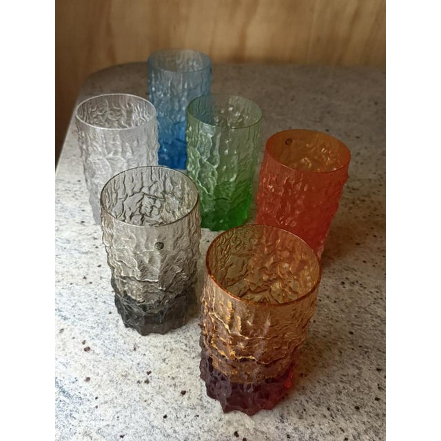 Italian Textured Bark Glasses in the style of Geoffrey Baxter, 1960s, Set of 6 For Sale - Image 14 of 18