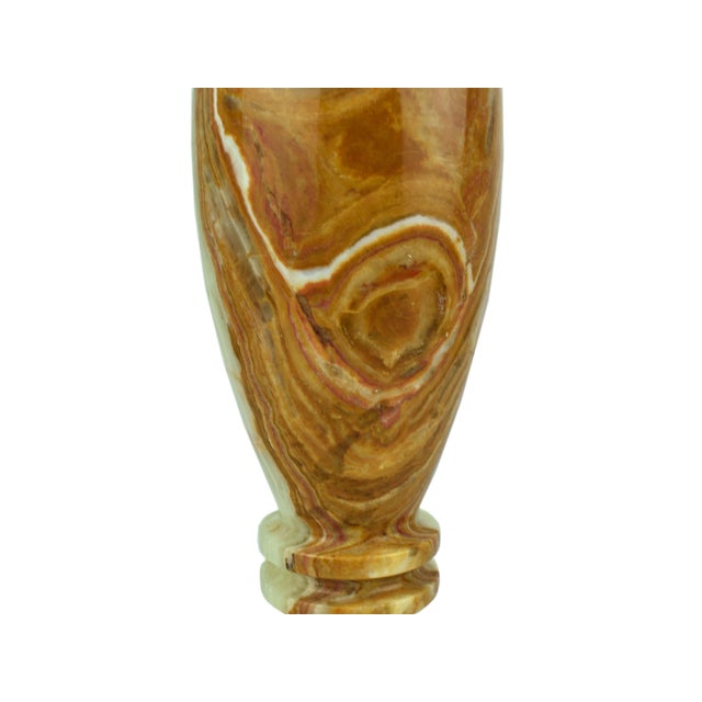 Stone Mid 20th Century Solid Onyx Carved Traditional Urn Design Vase For Sale - Image 7 of 12