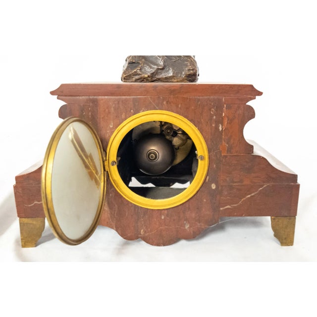 19th Century French Bronze and Marble Clock With Bust of Lygie by Emmanuel Villanis For Sale - Image 9 of 13