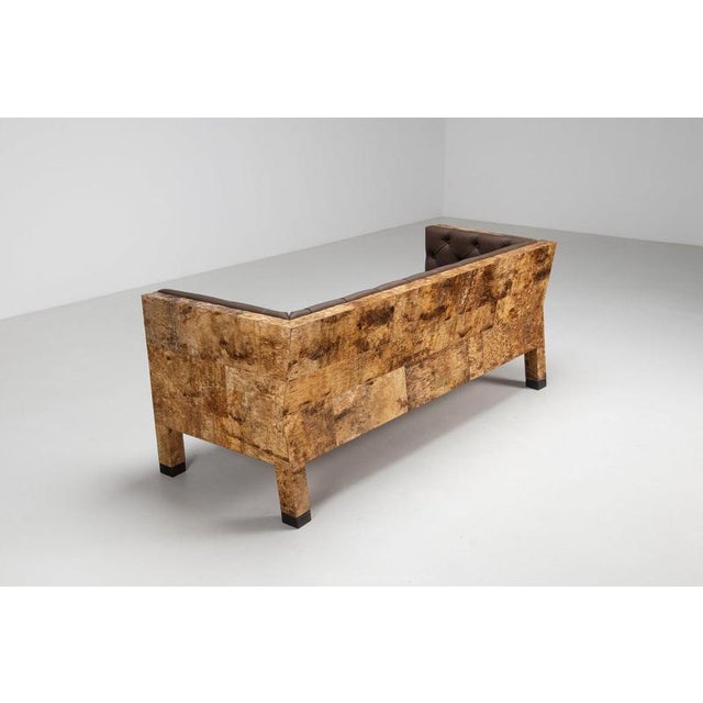 Sculptural Birchwood Sofa in Birch Bark and Leather from Werner Neumann, the Netherlands, 2010 For Sale - Image 9 of 18