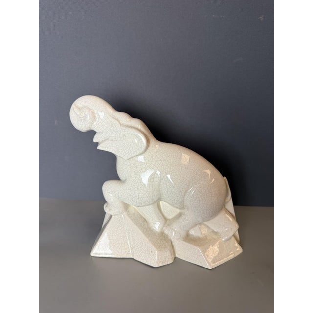 1920s Art Deco Craquele Ceramic Elephant, 1920s-1940s For Sale - Image 5 of 9