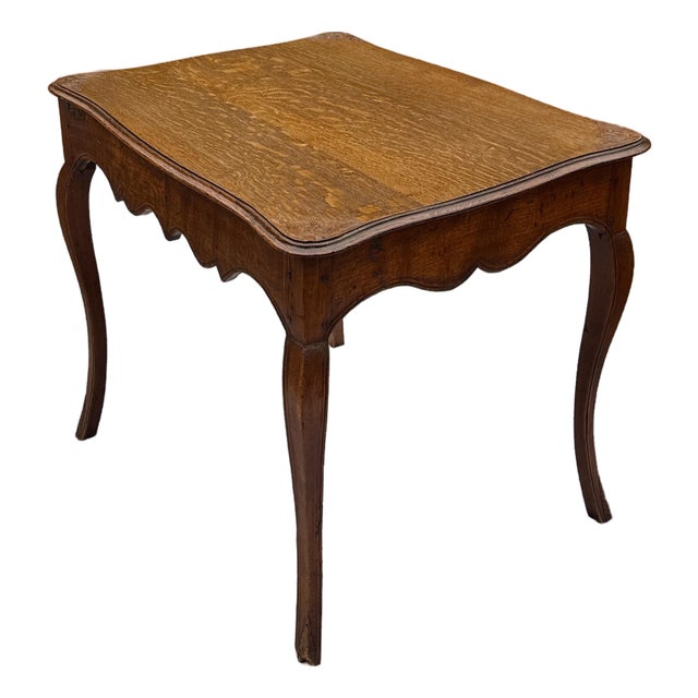Antique Tiger Oak Table With Scalloped Apron For Sale