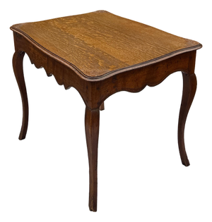 Antique Tiger Oak Table With Scalloped Apron
