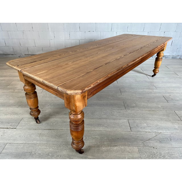 Antique Pine Victorian Style Large French Dining Table on Wheels Chairish