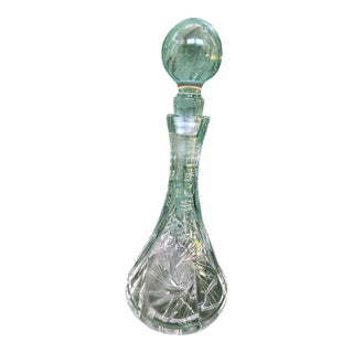 1940's Art Deco Beautiful Etched Lead Crystal Decanter For Sale
