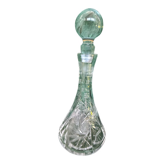 1940's Art Deco Beautiful Etched Lead Crystal Decanter For Sale