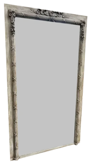 Large Antique 19th Century French Painted Ribbed Mirror