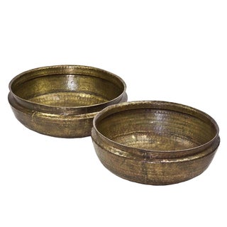 Vintage Ceremonial Brass Pots - A Pair For Sale