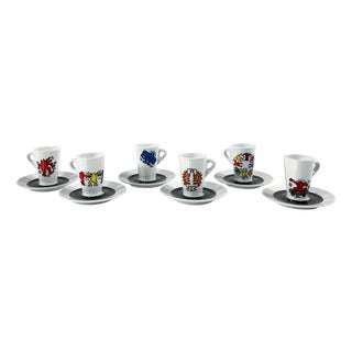 Espresso Cups & Saucers by Keith Haring for Tognana, 1990s, Set of 12 For Sale