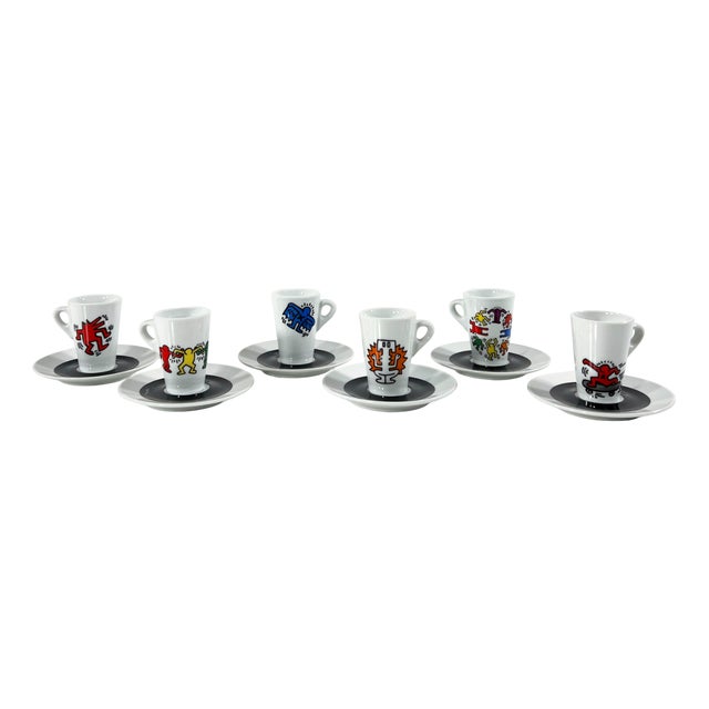 Espresso Cups & Saucers by Keith Haring for Tognana, 1990s, Set of 12 For Sale