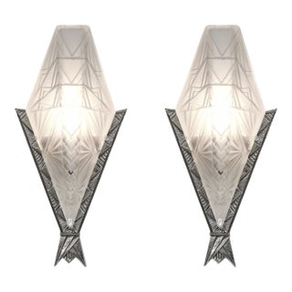 A Pair of French Art Deco Wall Sconces by Ejg & Monix 1930 France - 3 Pairs Available For Sale