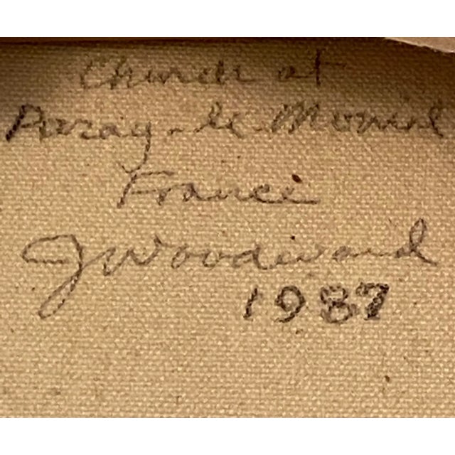 1980’s French Oil on Canvas Still Life “Basilica of Paray-Le-Movial” by Artist J. Woodward For Sale - Image 9 of 13