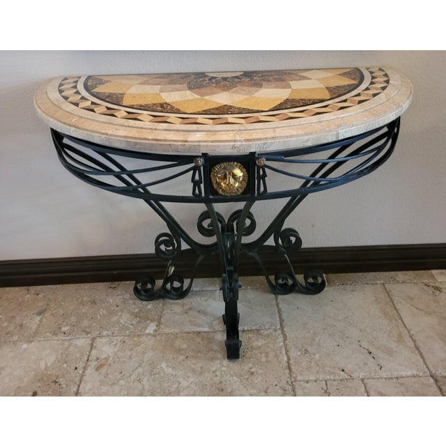 Art Nouveau Maitland‑Smith Demi‑lune Console Table For Sale - Image 3 of 12