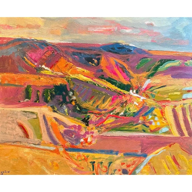 Jean Krille, Landscape 113, Oil on Wood, 1988 For Sale - Image 10 of 10