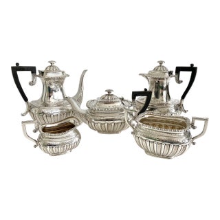 English Silver Five Piece Coffee / Tea Service For Sale