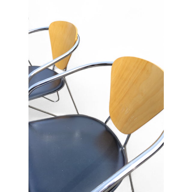 Italian Postmodern Chrome, Bentwood and Black Leather Dining Chairs from Effezeta, 1980s, Set of 4 For Sale - Image 16 of 18